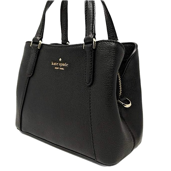 Kate Spade Pebbled Black Triple Compt Satchel Cross Body Bag S338 - Picture 3 of 9